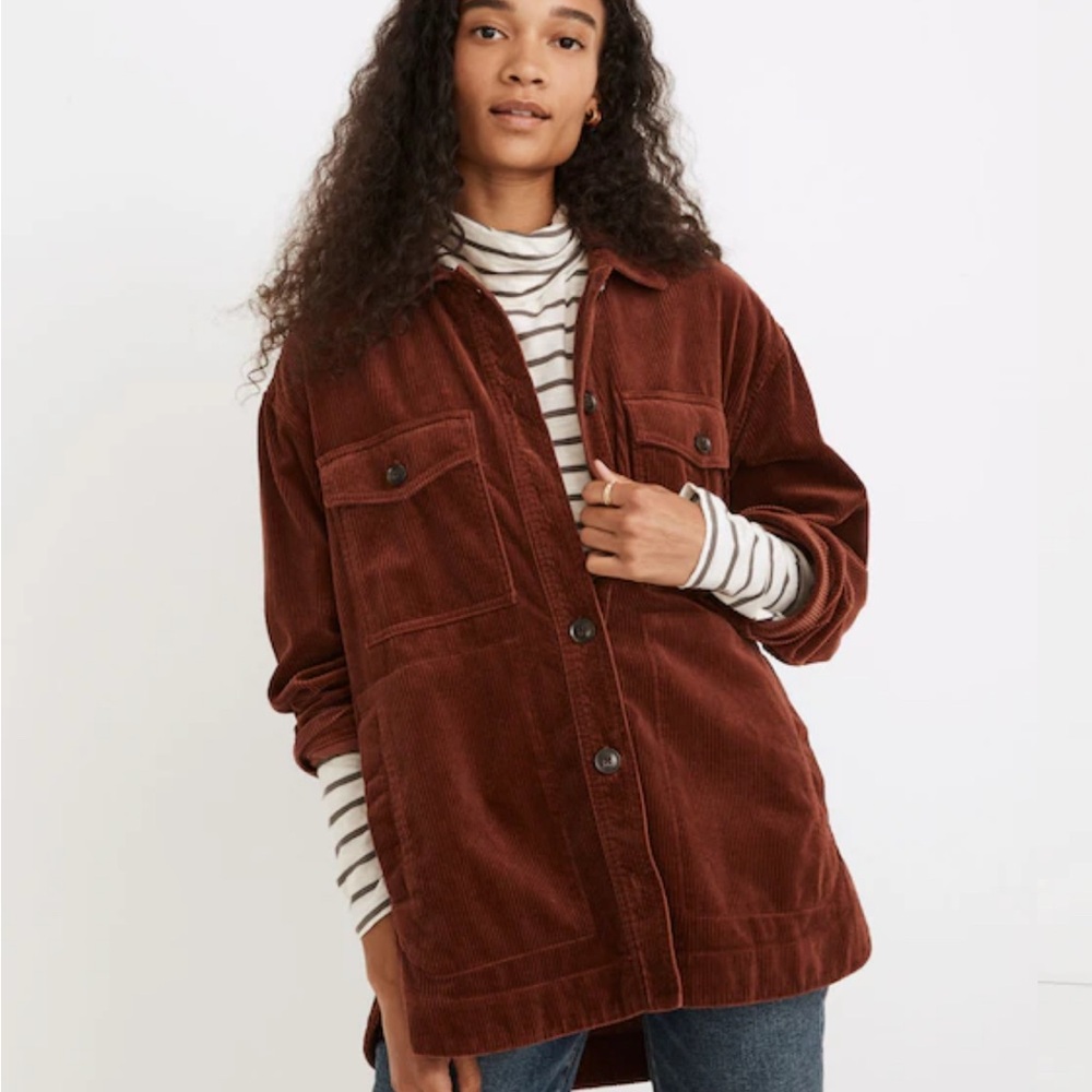 Madewell Mahogany Oversized Corduroy Button Down Shirt